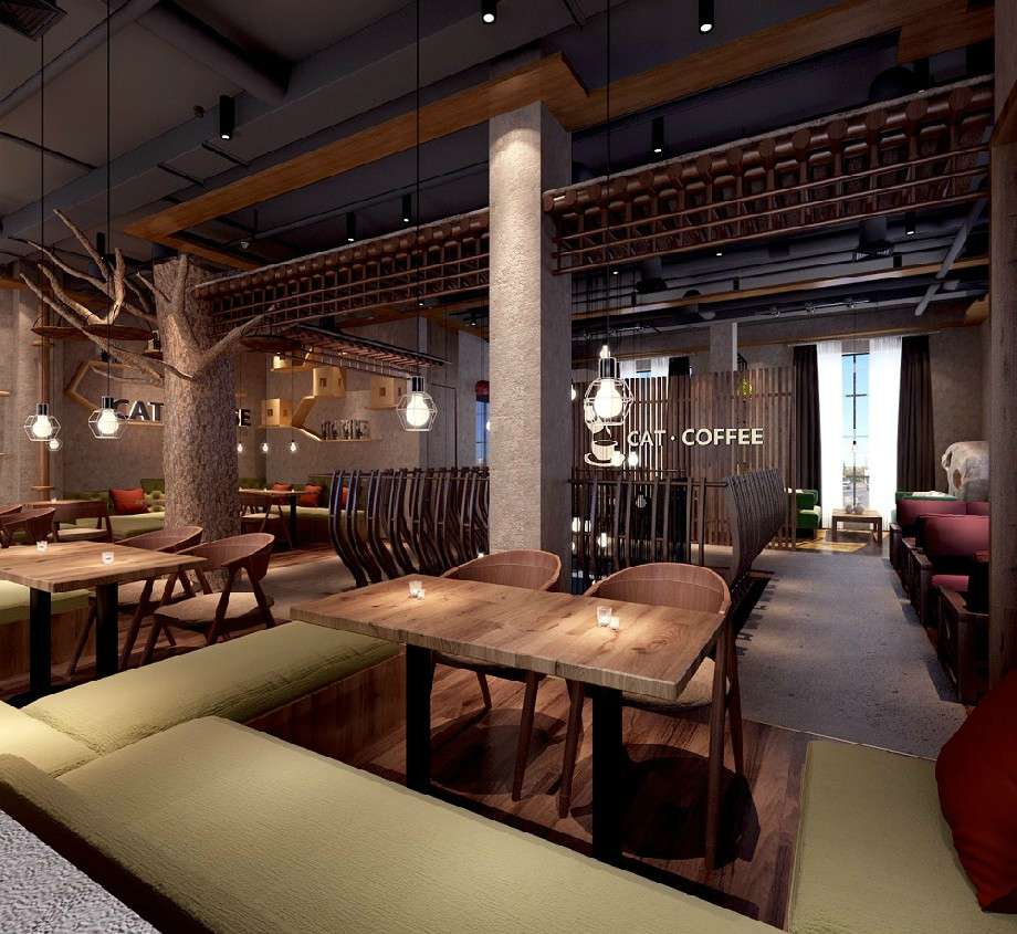 貓屋咖啡店裝修設(shè)計(jì)效果圖