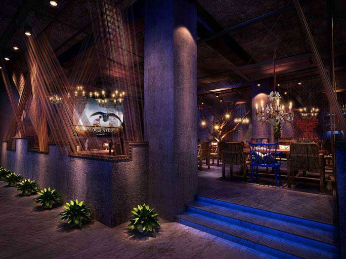 工業(yè)風燒烤店裝修設(shè)計效果圖