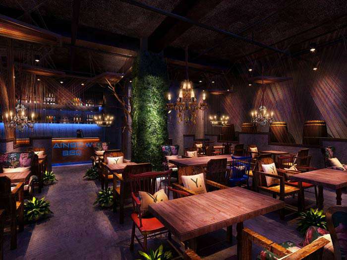 工業(yè)風燒烤店裝修設(shè)計效果圖