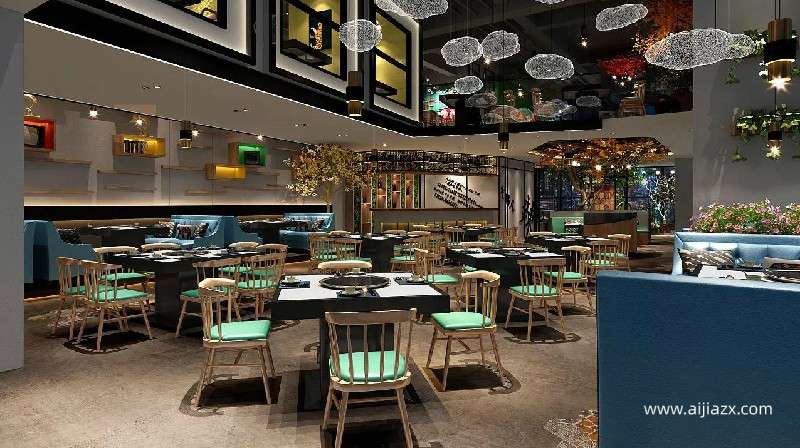 100平米火鍋店設計，小型主題火鍋店室內(nèi)設計