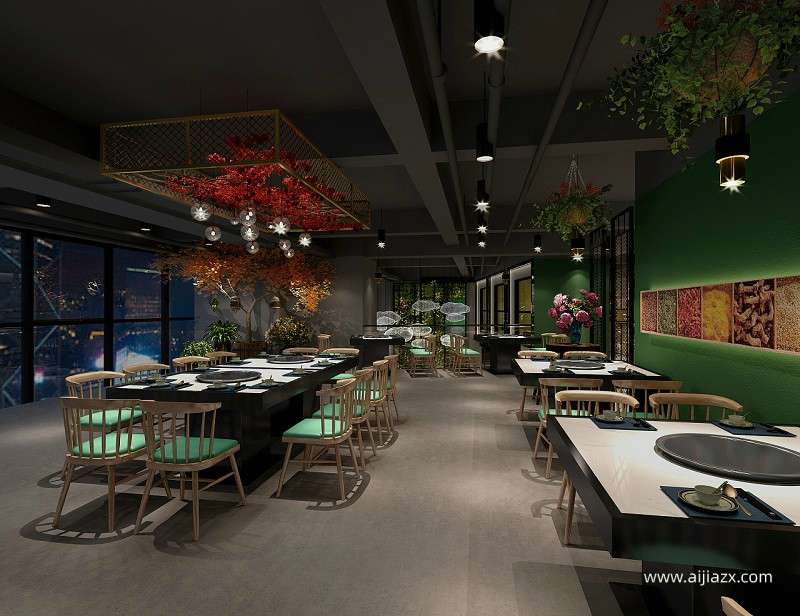 100平米火鍋店設計，小型主題火鍋店室內(nèi)設計