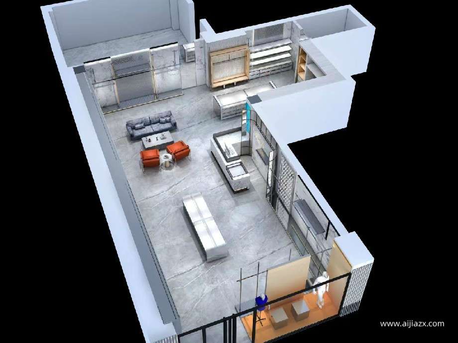 航空港區(qū)200平米服裝店設計效果圖