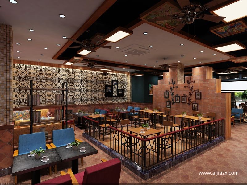 波希米亞風(fēng)咖啡廳裝修設(shè)計(jì)效果圖