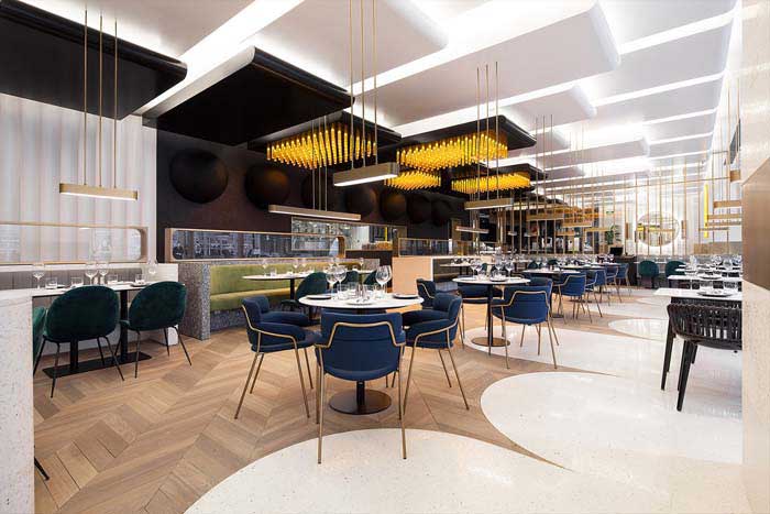 450m2鄭州上街區(qū)西餐廳設計效果圖