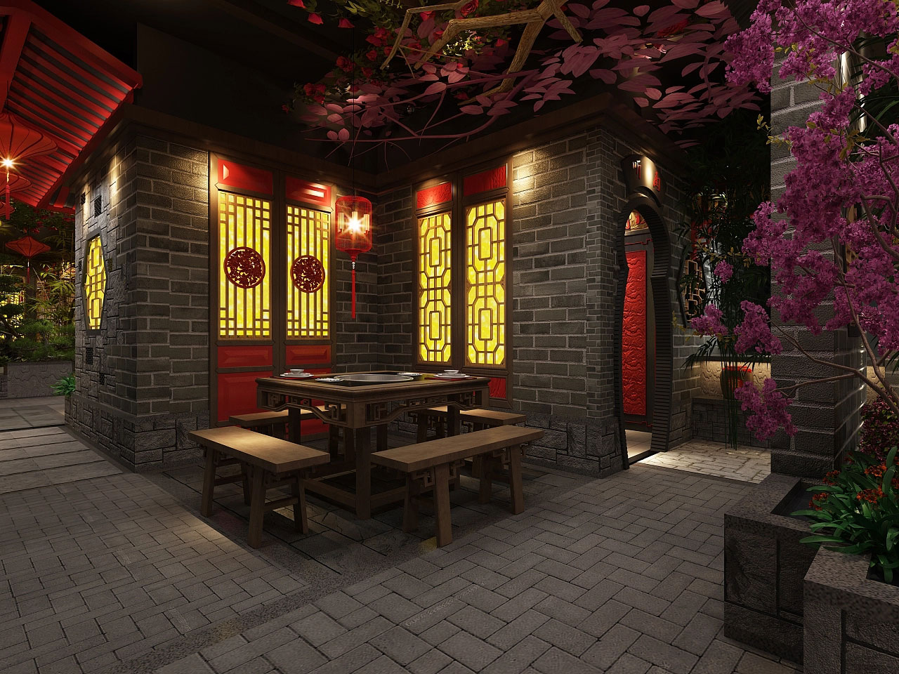 洛陽火鍋店設(shè)計-中式火鍋店裝修設(shè)計效果圖
