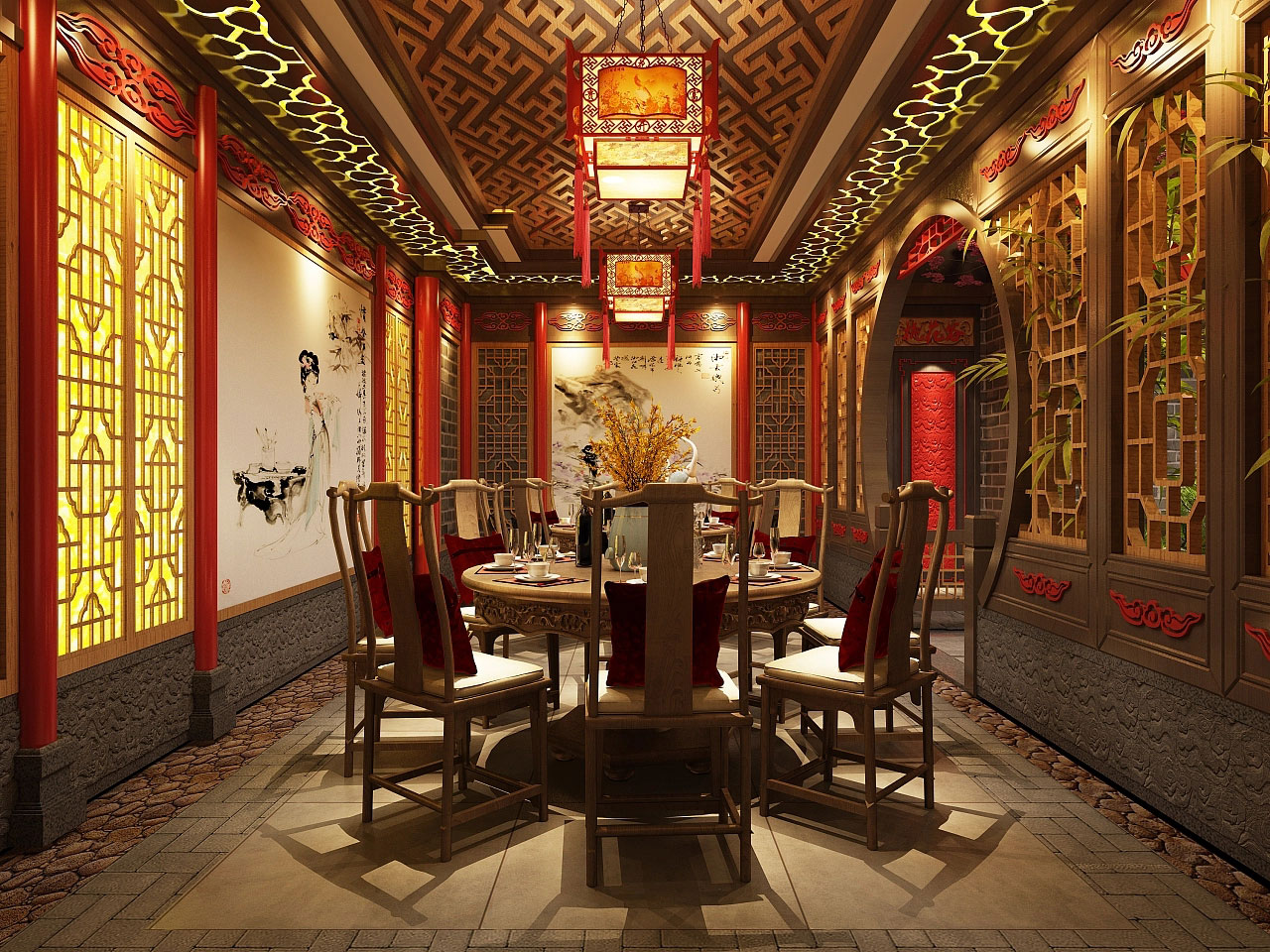 洛陽火鍋店設(shè)計-中式火鍋店裝修設(shè)計效果圖