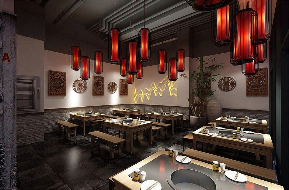 鄭州火鍋店裝修設(shè)計(jì)-650平米火鍋店裝修效果圖