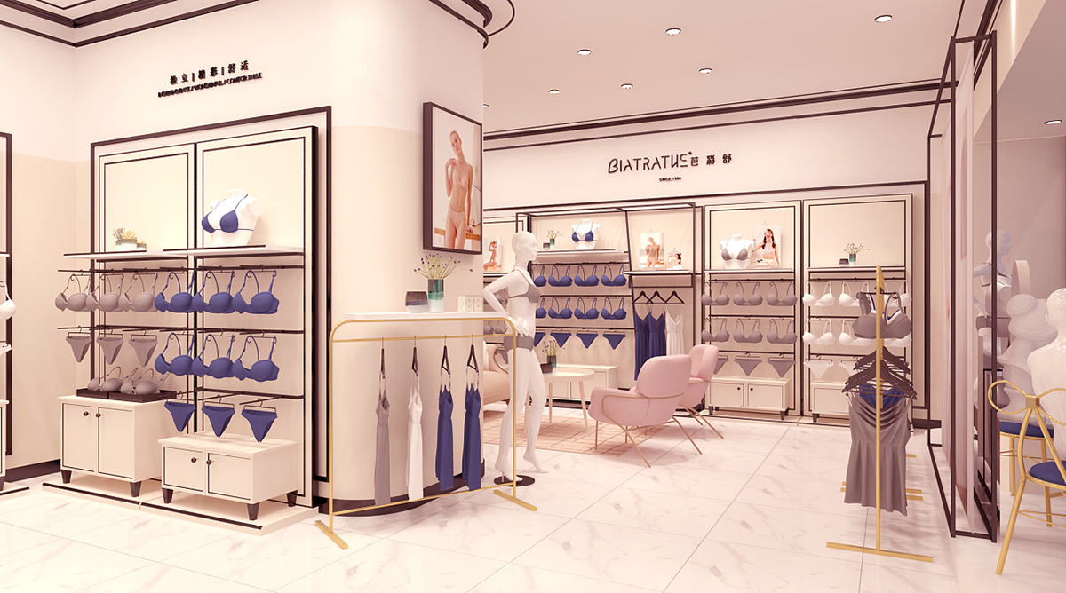 35平米鄭州內(nèi)衣店設計,內(nèi)衣店裝修效果圖