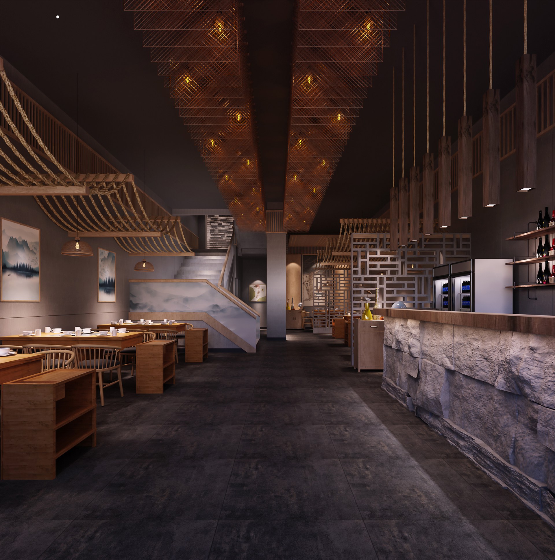 320平米火鍋餐飲店裝修設(shè)計效果圖