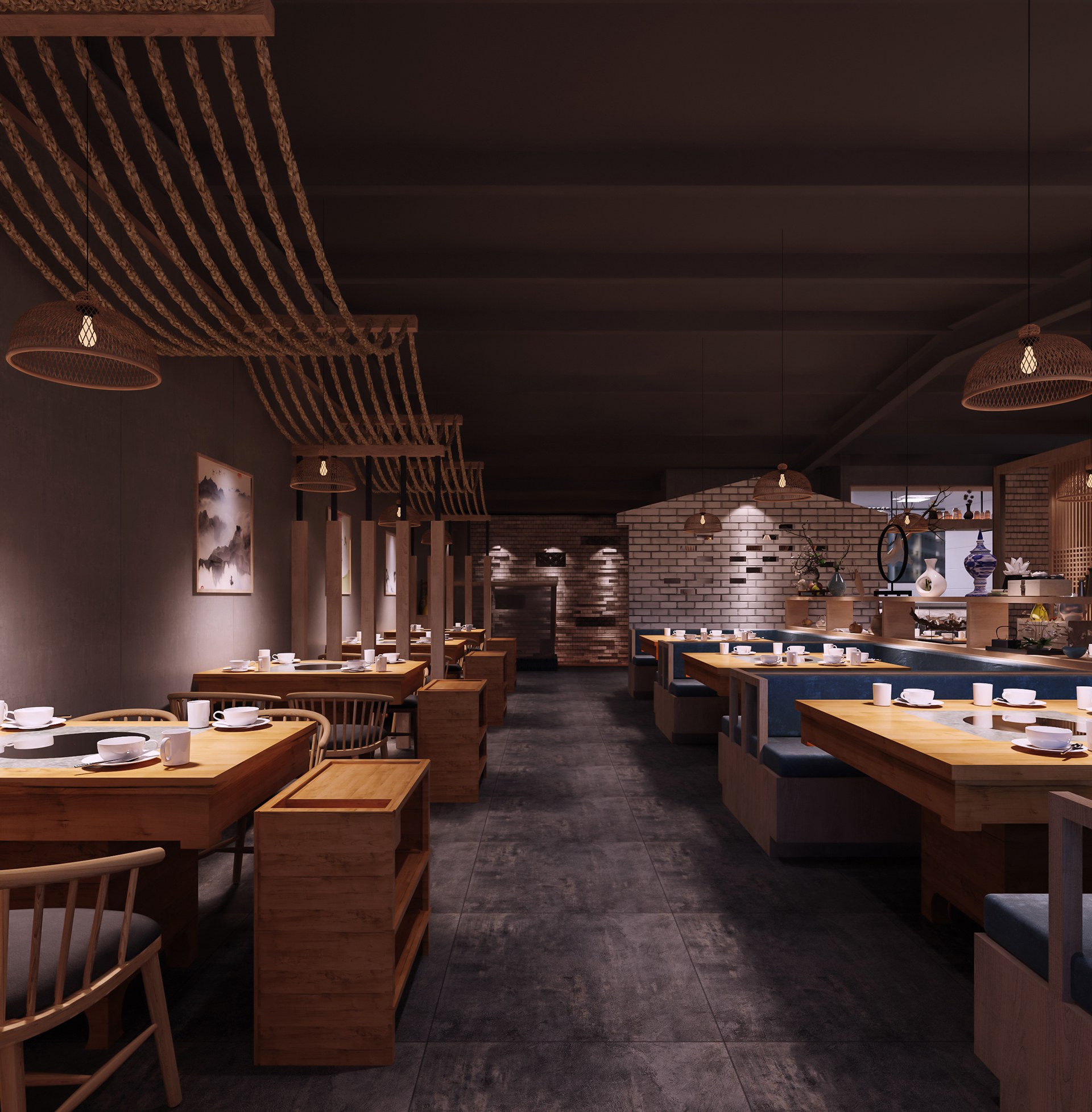 320平米火鍋餐飲店裝修設(shè)計效果圖