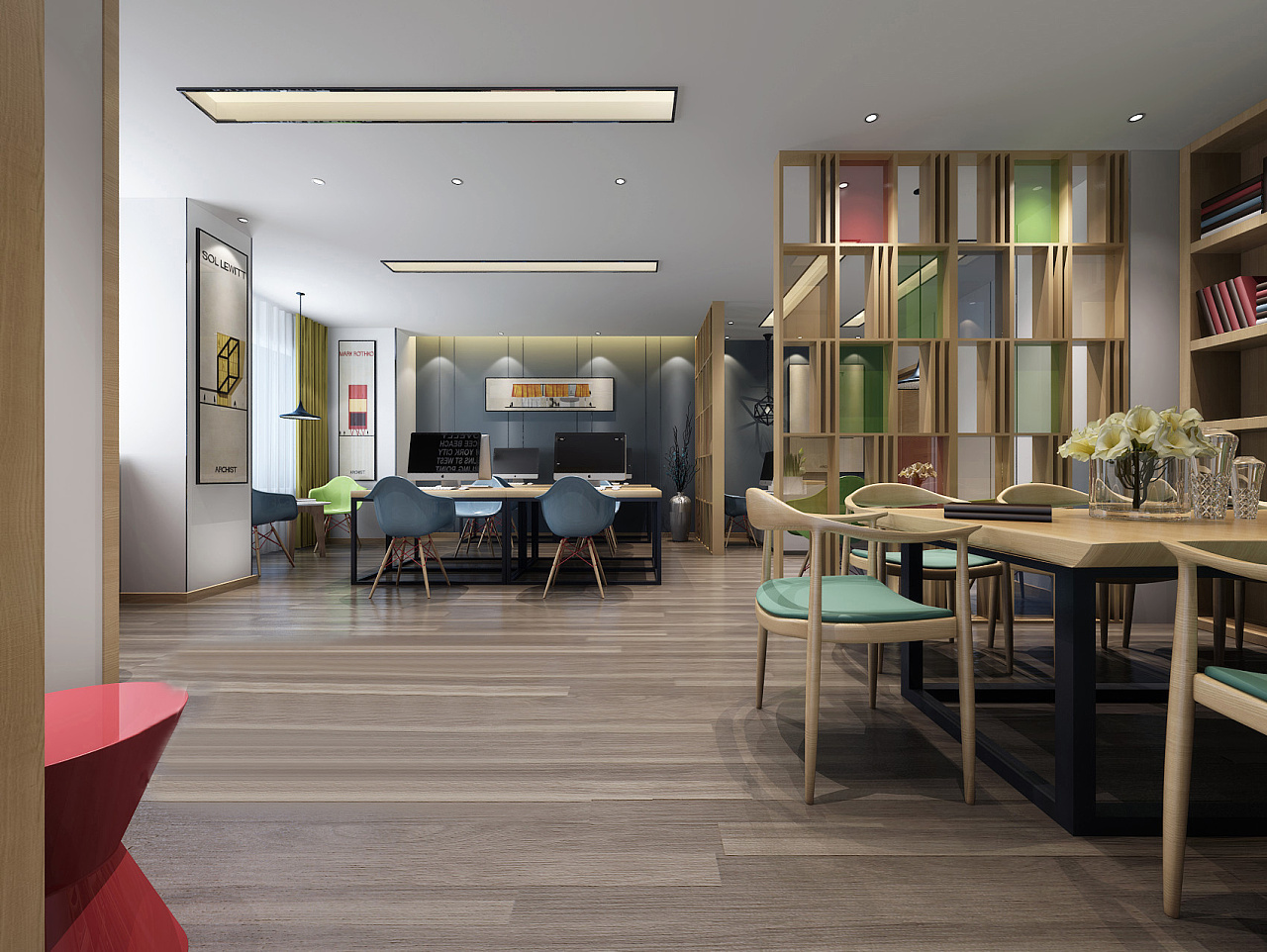 185平米新中式辦公室裝修設(shè)計效果圖