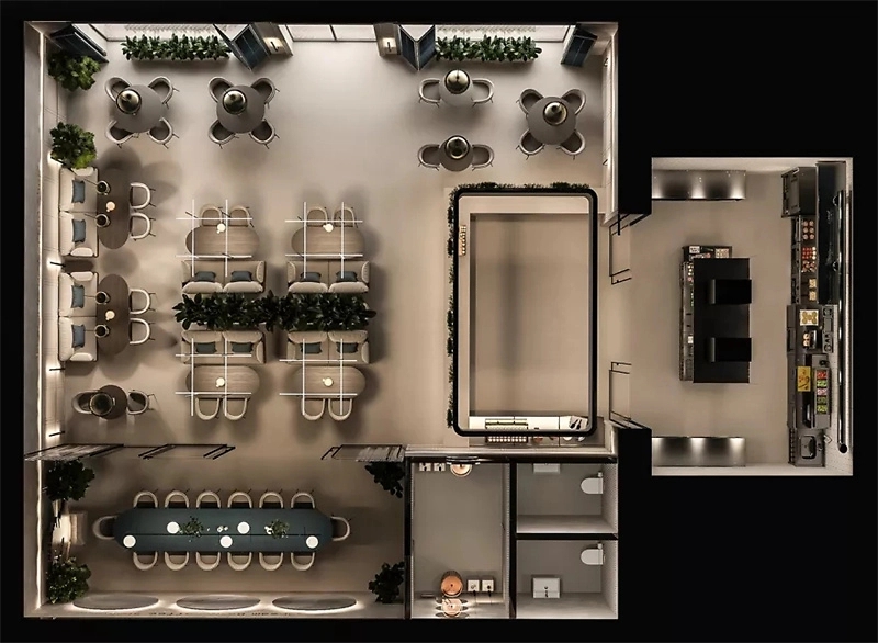 120平米時尚咖啡館設(shè)計(jì)效果圖