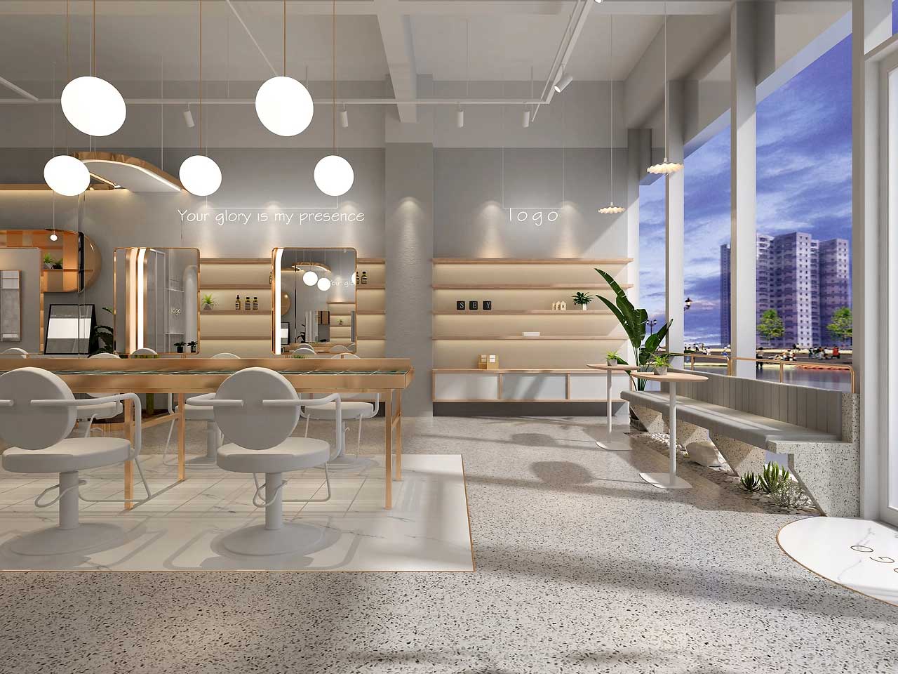 125平米鄭州美容美發(fā)店面裝修設(shè)計(jì)效果圖