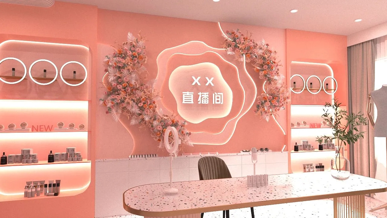 直播間背景墻設計搭建，直播間背景墻裝修效果圖