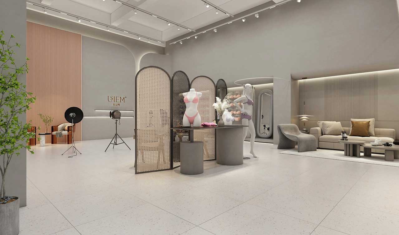 120平米內(nèi)衣展廳直播間設計效果圖