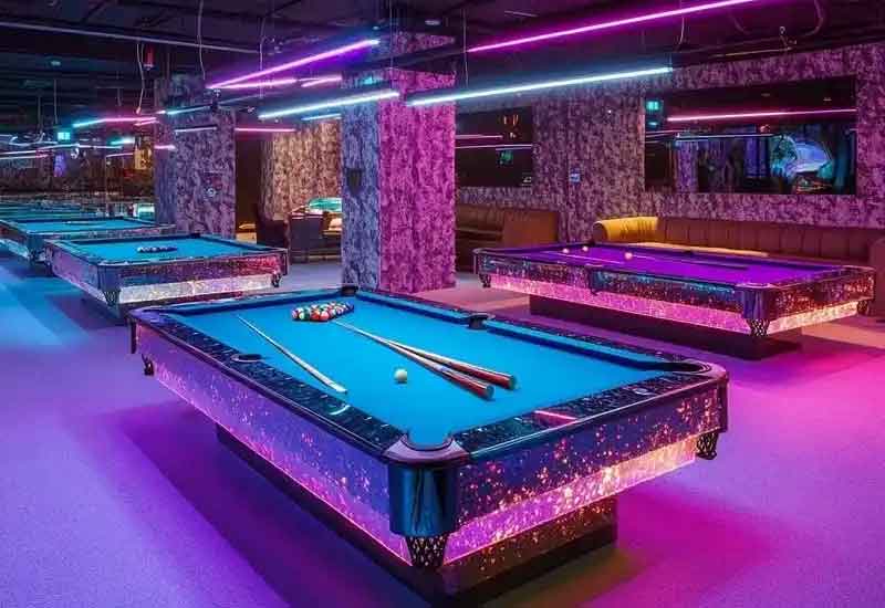 鄭州臺球廳裝修：專業(yè)球桌區(qū)與觀賽休息區(qū)規(guī)劃設(shè)計