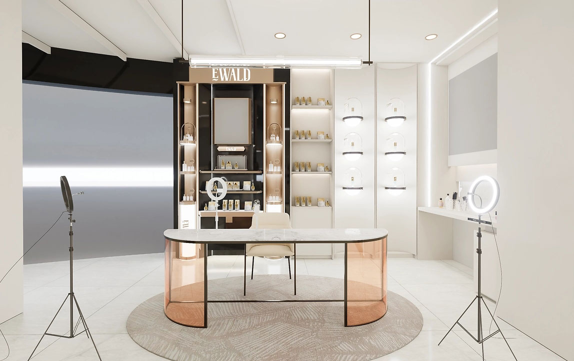 90平米鄭州化妝品店直播間設(shè)計(jì)效果圖