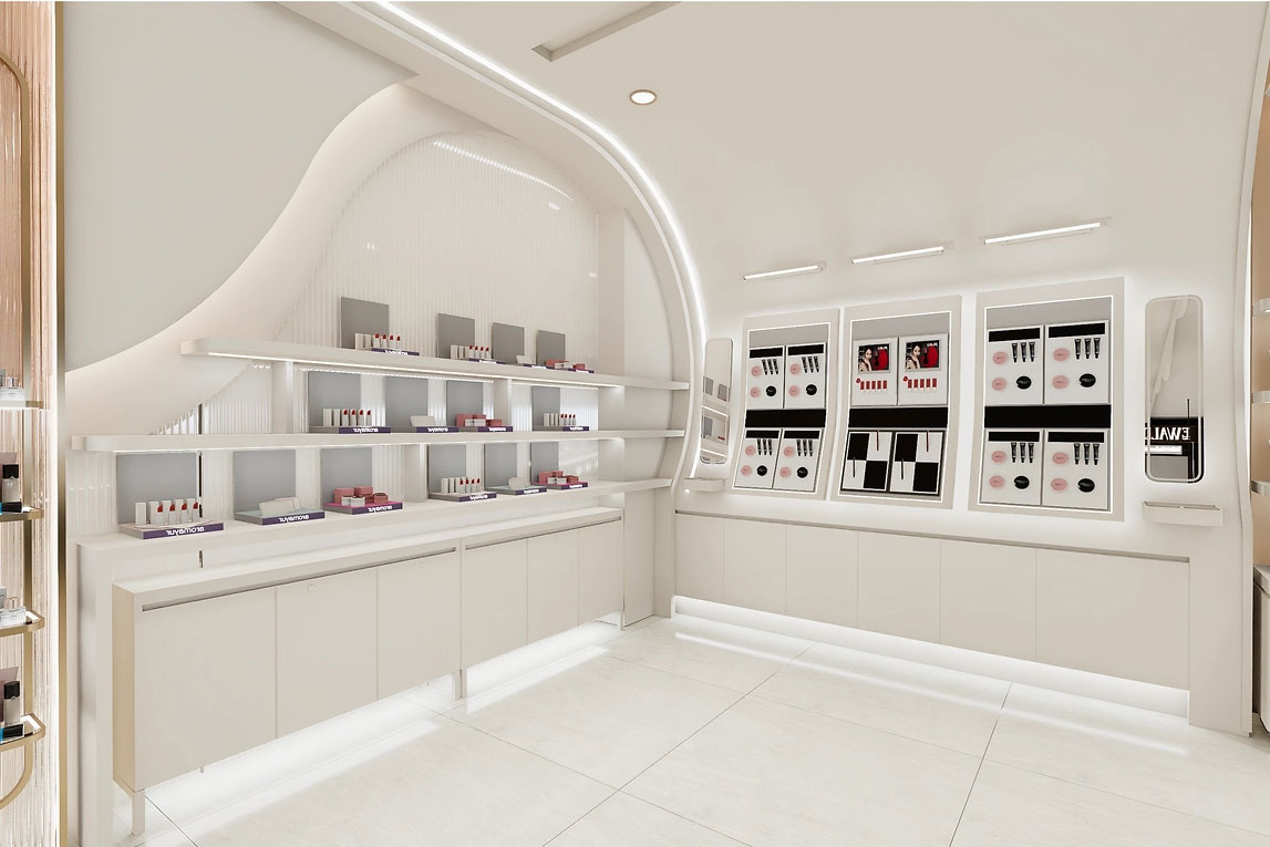 90平米鄭州化妝品店直播間設(shè)計(jì)效果圖