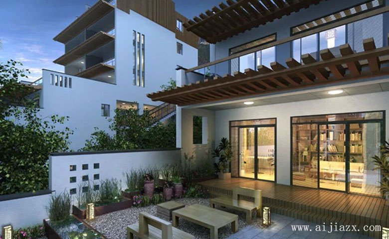 大方個(gè)性的新中式風(fēng)格別墅群外觀裝修效果圖