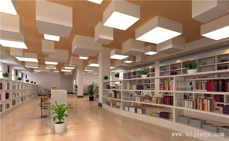時(shí)尚簡(jiǎn)約的圖書館裝修效果圖