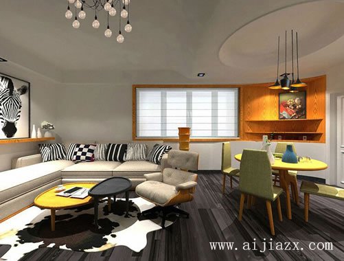 創(chuàng)意個性的現(xiàn)代風(fēng)格一居室客餐廳裝修效果圖