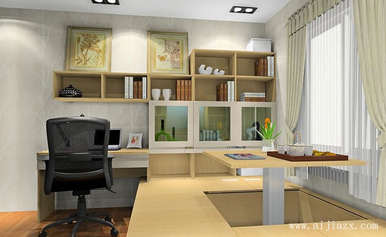 淺色純凈的現(xiàn)代簡(jiǎn)約風(fēng)格書房裝修效果圖