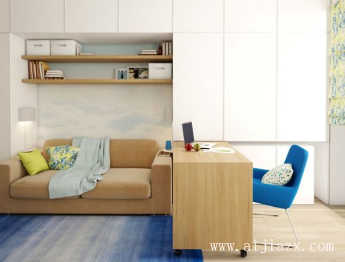 整潔大方的現(xiàn)代簡約風(fēng)格單間客廳裝修效果圖