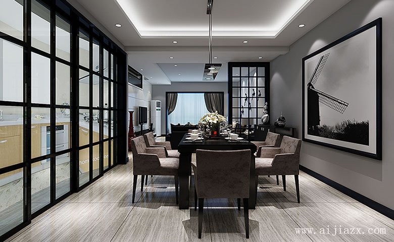灰色簡約的現(xiàn)代風格餐廳裝修效果圖