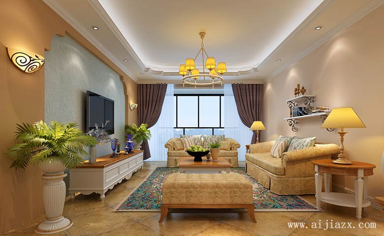 溫馨的簡(jiǎn)歐風(fēng)格客廳裝修效果圖