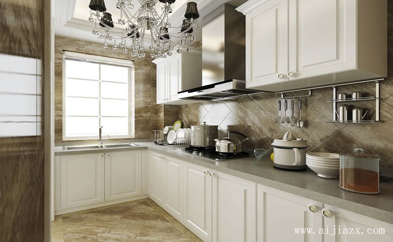 L型的現(xiàn)代簡(jiǎn)約風(fēng)格廚房裝修效果圖