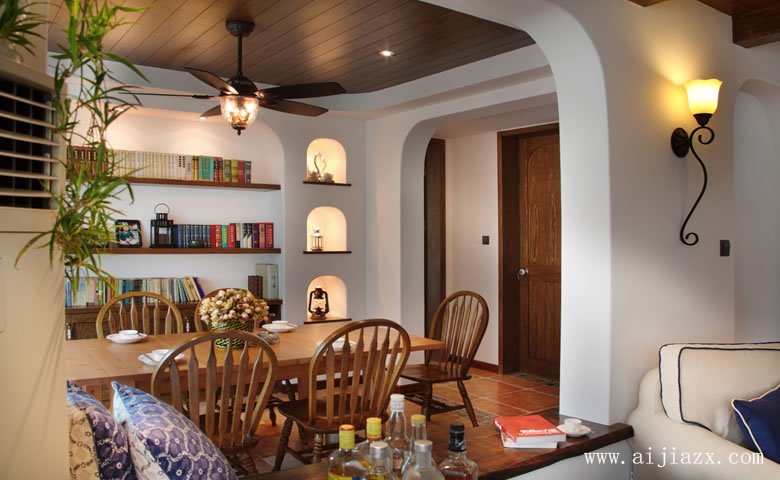 開闊大方的地中海風(fēng)格客餐廳裝修效果圖