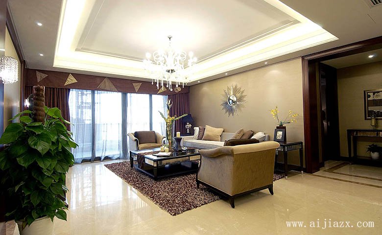 全開(kāi)放式的簡(jiǎn)歐風(fēng)格大戶(hù)型客廳裝修效果圖