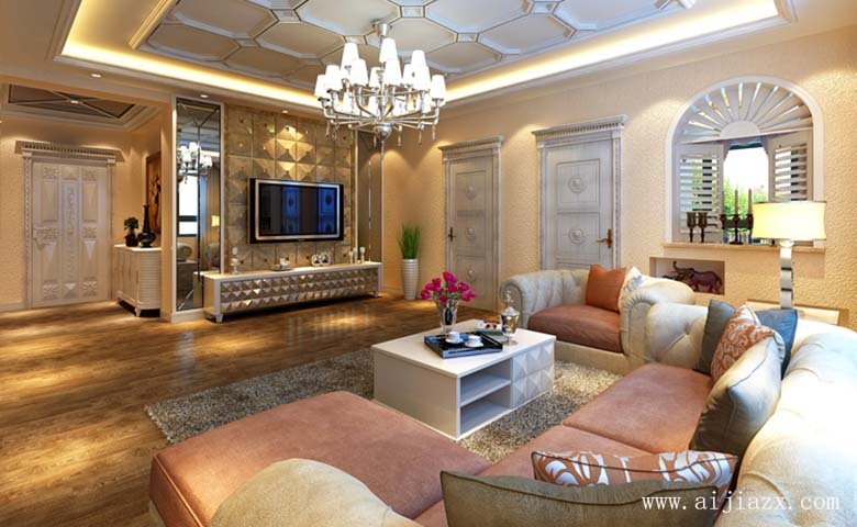 精致優(yōu)美的歐式風(fēng)格大戶(hù)型客廳裝修效果圖