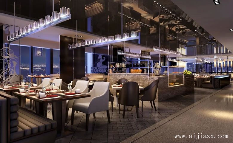 現(xiàn)代時(shí)尚的餐館大廳裝修效果圖