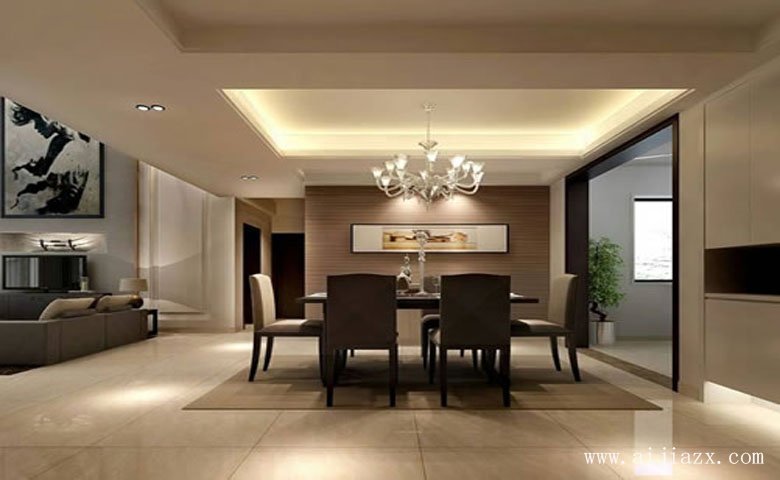 簡單寧靜的簡約歐式風(fēng)格雙層別墅一樓餐廳裝修效果圖