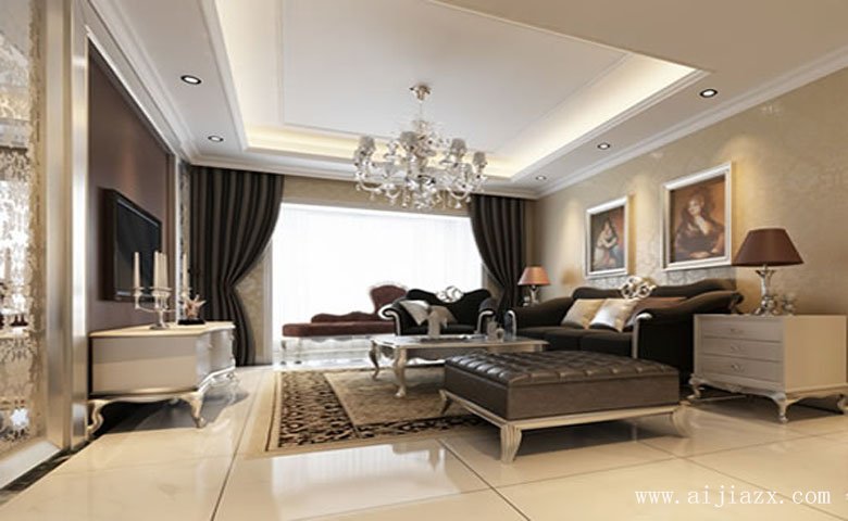  明亮大方的簡(jiǎn)歐風(fēng)格大戶型客廳裝修效果圖