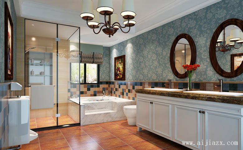 低調(diào)懷舊的簡美風格大戶型衛(wèi)生間裝修效果圖