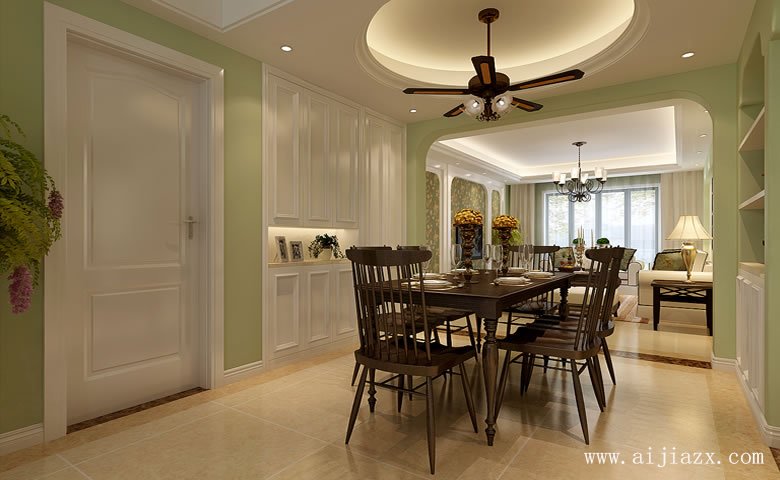 簡(jiǎn)單純美的美式田園風(fēng)格大戶(hù)型餐廳裝修效果圖